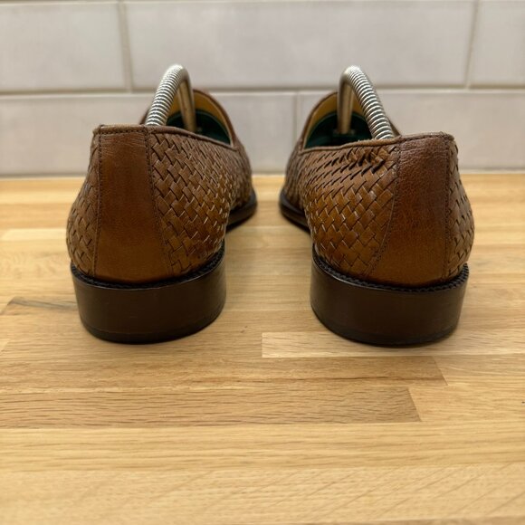 Yves Saint Laurent Tan Woven Leather Slip-On Loafers main image 6